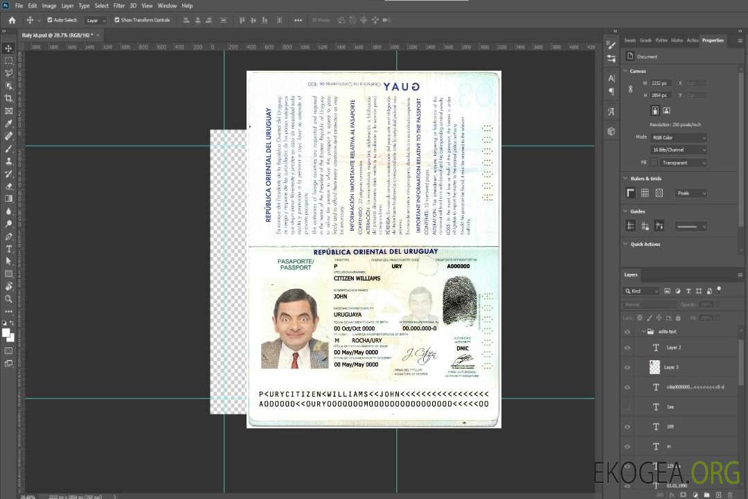 Passeport uruguayen template Passeport uruguayen template